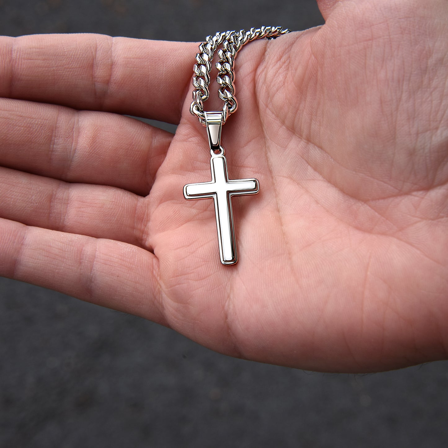 Men's Cuban Link Chain With Artisan Cross for Father's Day Gift
